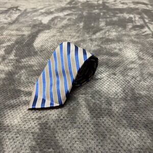 Nautica Mens Blue Tan Diagonal Striped 100% Silk Necktie Business Formal Tie